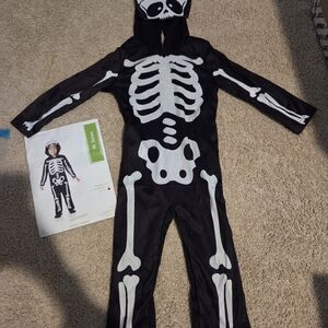 Children's Black Skeleton Costume with Hood